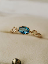 14K Solid Gold Celestine Topaz & Opal Ring - CAMELLIA 3.5
